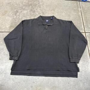 vintage gap faded black rugby polo shirt size xl